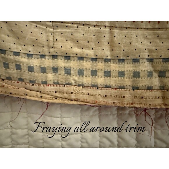 Antique Log Cabin Style Quilt Queen Size 82” X 74” Reversible Red Cream Boxes - Picture 13 of 16